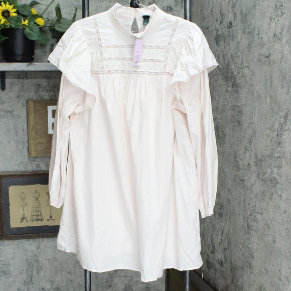 NWT Wild Fable Women's Long Sleeve High Neck Poplin Dress TARD375J S Pink - Picture 2 of 6